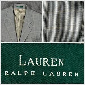 Lauren Ralph Lauren Men 42S Houndstooth Gray Blu wool 2-button blazer sport Coat